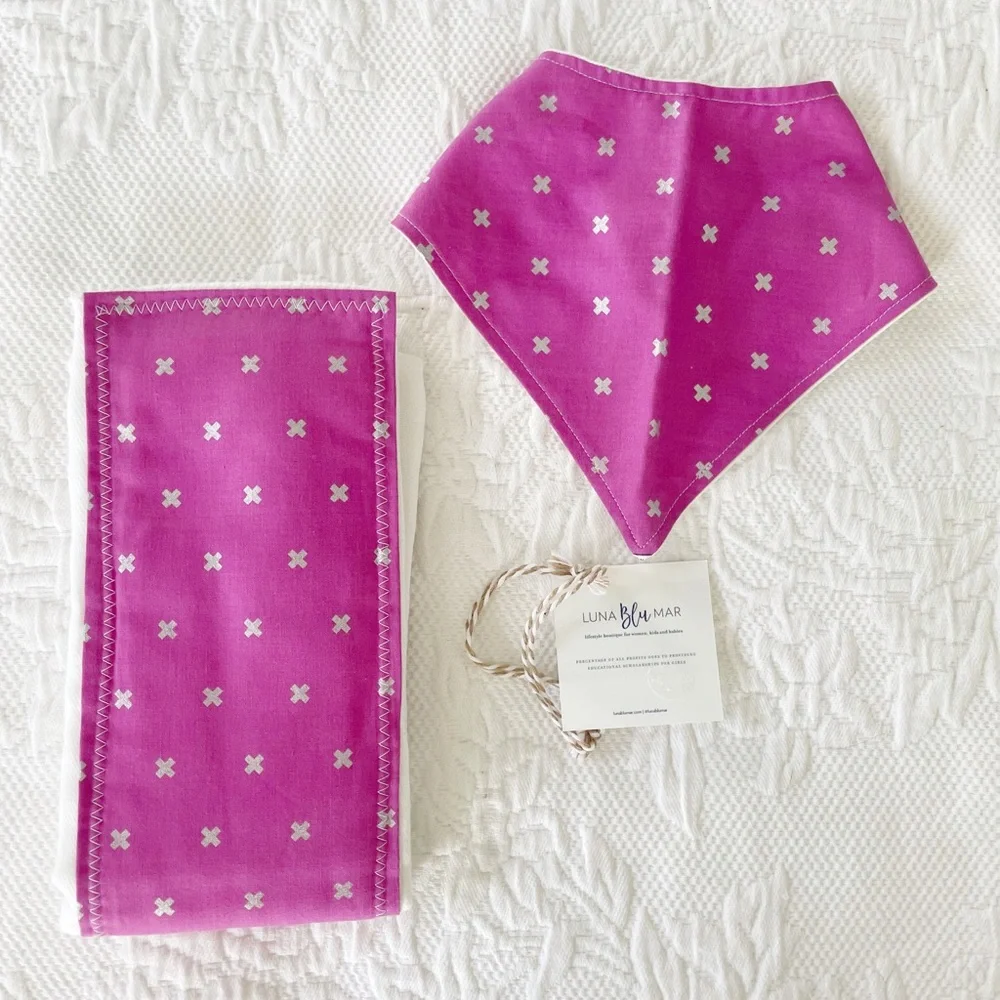 NWT Boutique LunaBluMar Cloth Diaper and Bandana Gift Set
